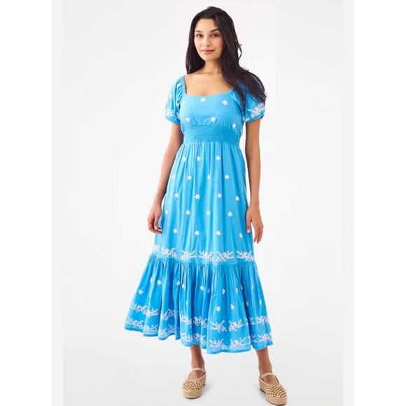 Roller Rabbit Vanna Embroidery Pippa Blue Maxi Sz XS - Picture 1 of 9